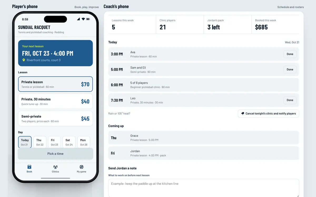 The Sundial Racquet app demo